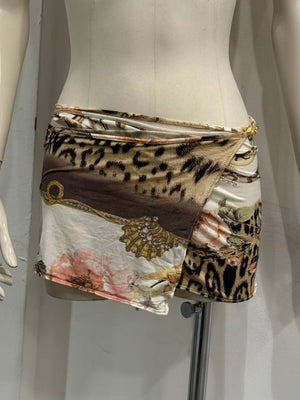 S/S 2005 Roberto Cavalli mixed-print wrap mini skirt