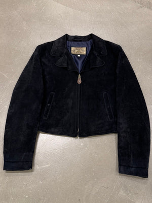 1990s Emporio Armani cropped aviator suede jacket