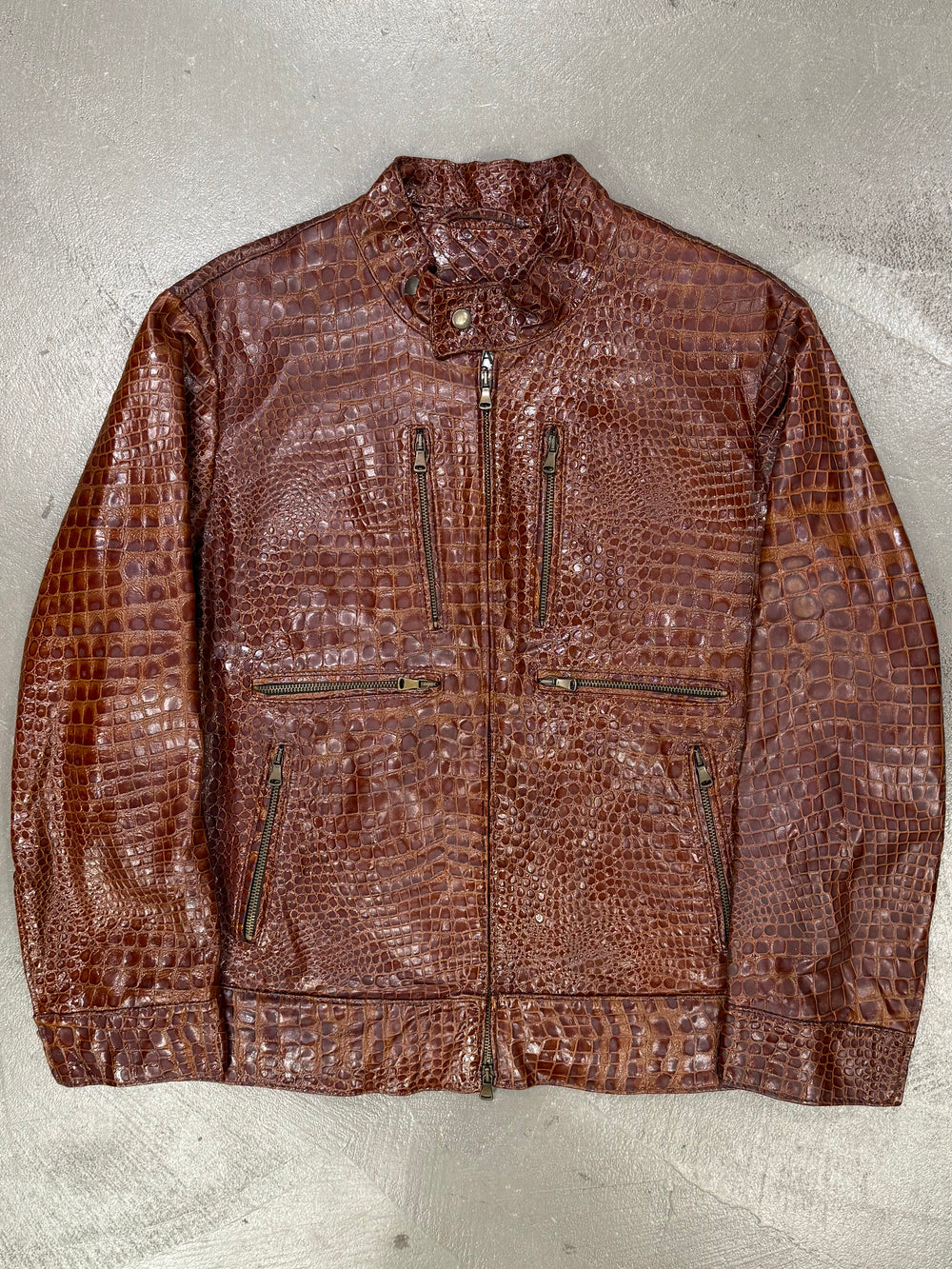 1990s Gianni Versace embossed crocodile leather jacket