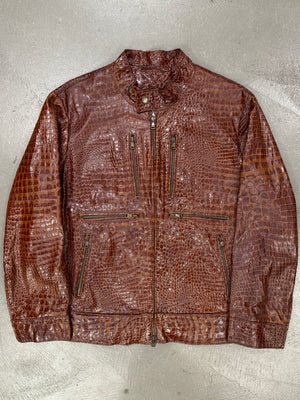 1990s Gianni Versace embossed crocodile leather jacket