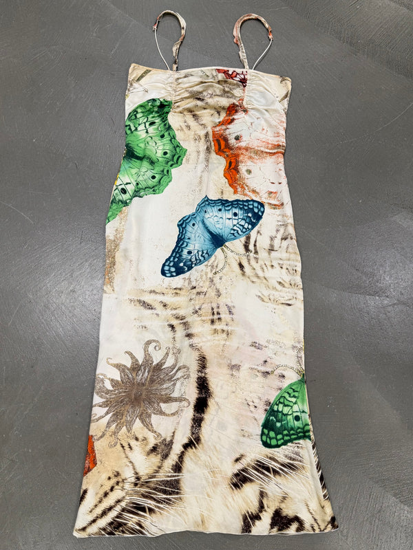 2000s Cavalli butterfly print dress