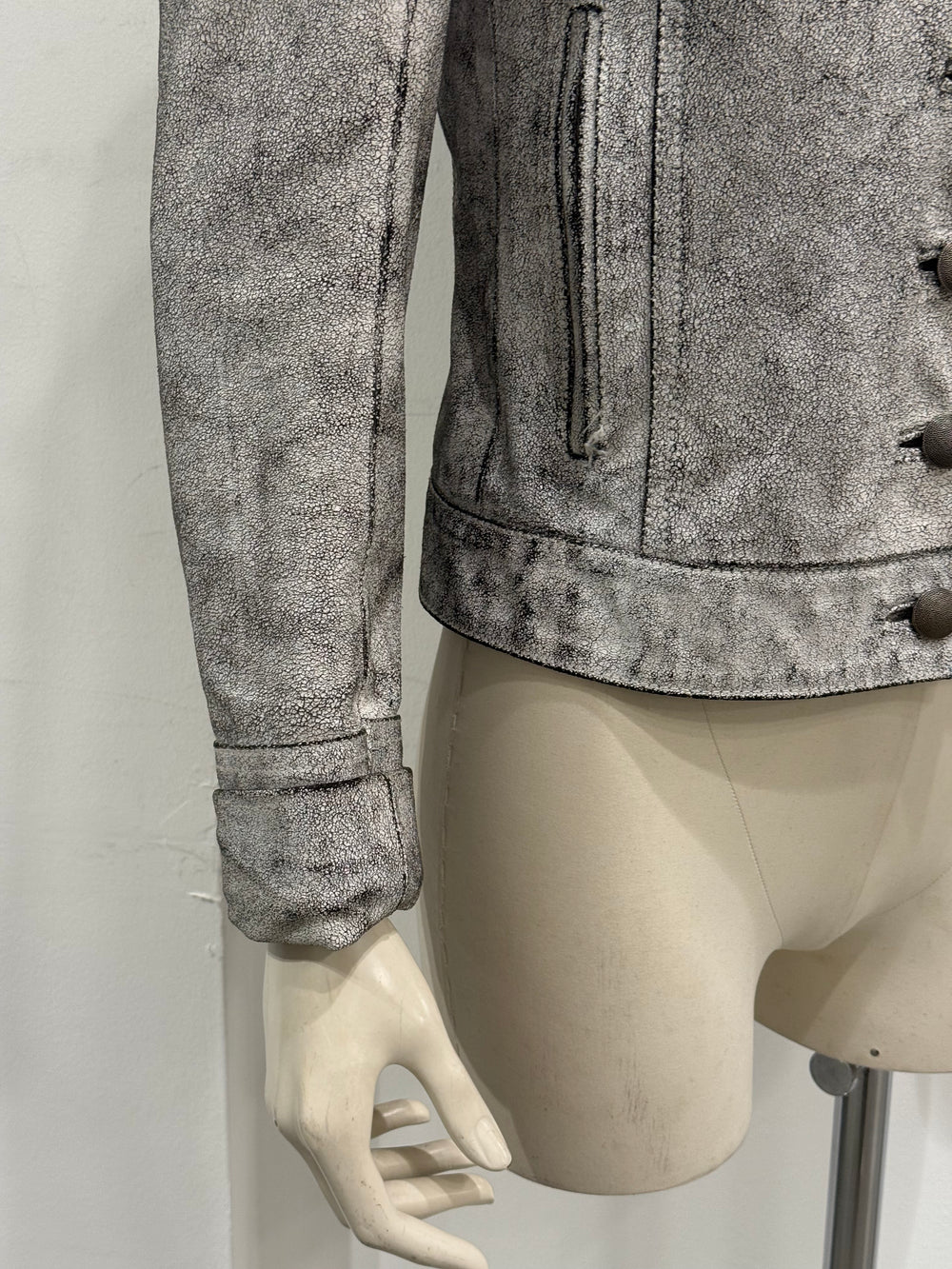 S/S2002 Ann Demeulemeester runway cracked leather Napoleon military jacket