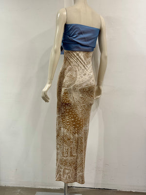 S/S2001 Jean Paul Gaultier strapless constellation silk evening dress