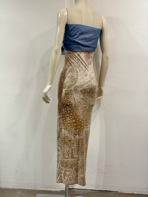 S/S2001 Jean Paul Gaultier strapless constellation silk evening dress