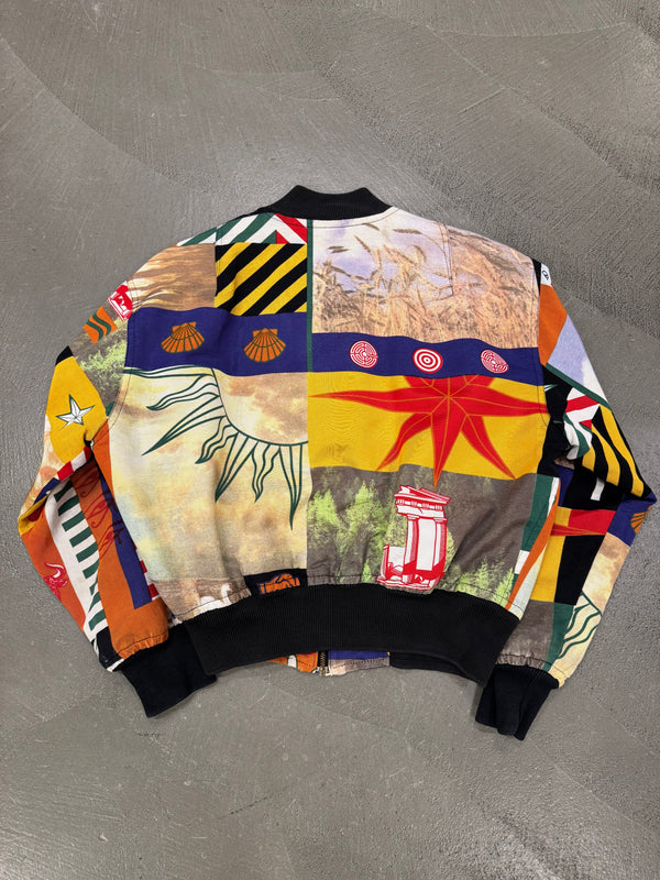 1980s Moschino colorful printed bomber jacket