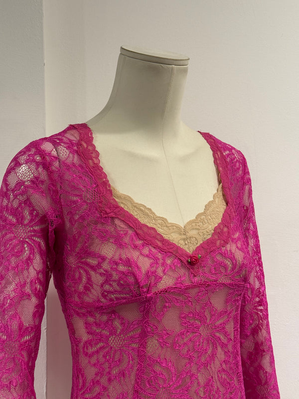 2000s Dolce & Gabbana lace double layer blouse