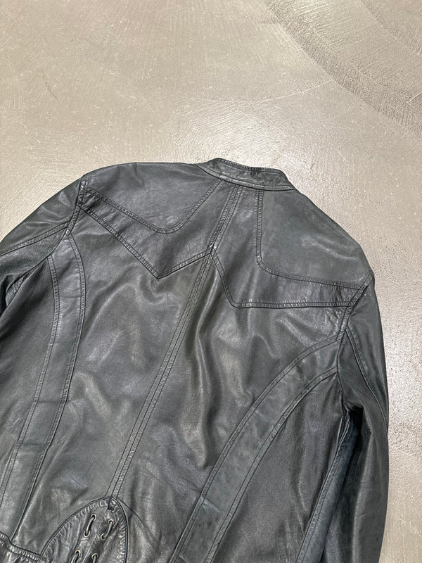 2000s Roberto Cavalli paneled leather jacket