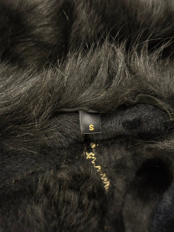 2002 Roberto Cavalli fitted shearling jacket with real fur collar
