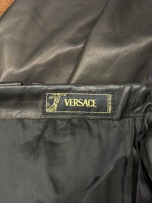 1990s Gianni Versace studded leather skirt