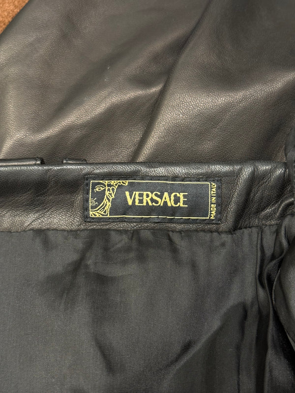 1990s Gianni Versace studded leather skirt