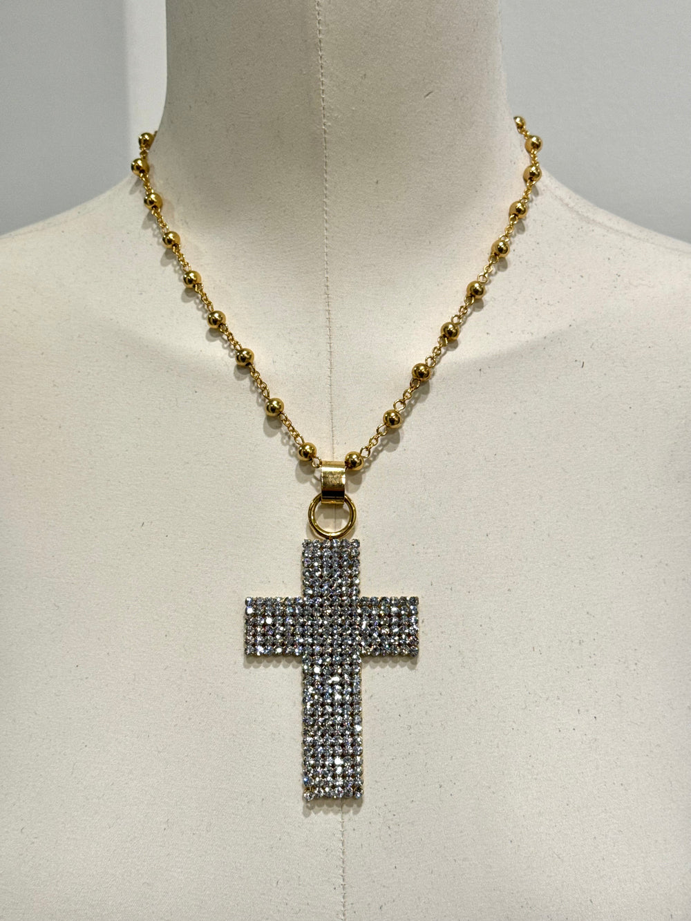 2000s Dolce & Gabbana rhinestone cross necklace