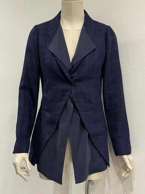 2000s Brunello Cucinelli double layer V-shape tartan blazer