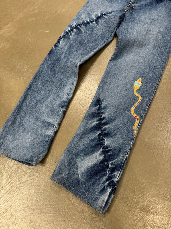 2000s Roberto Cavalli mainline embroidered snake jeans