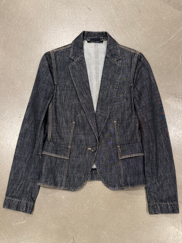 2002 Gucci by Tom Ford raw denim blazer jacket