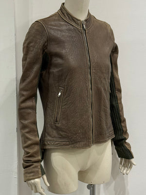 2000s Rick Owens tail distressed leather jacket