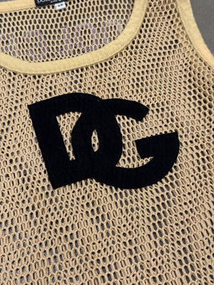 Dolce & Gabbana goat leather logo mesh tank top