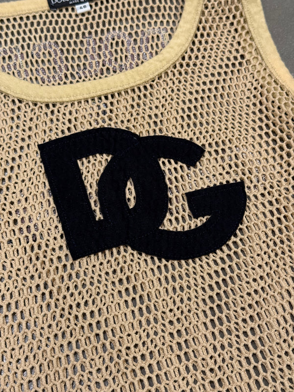 Dolce & Gabbana goat leather logo mesh tank top