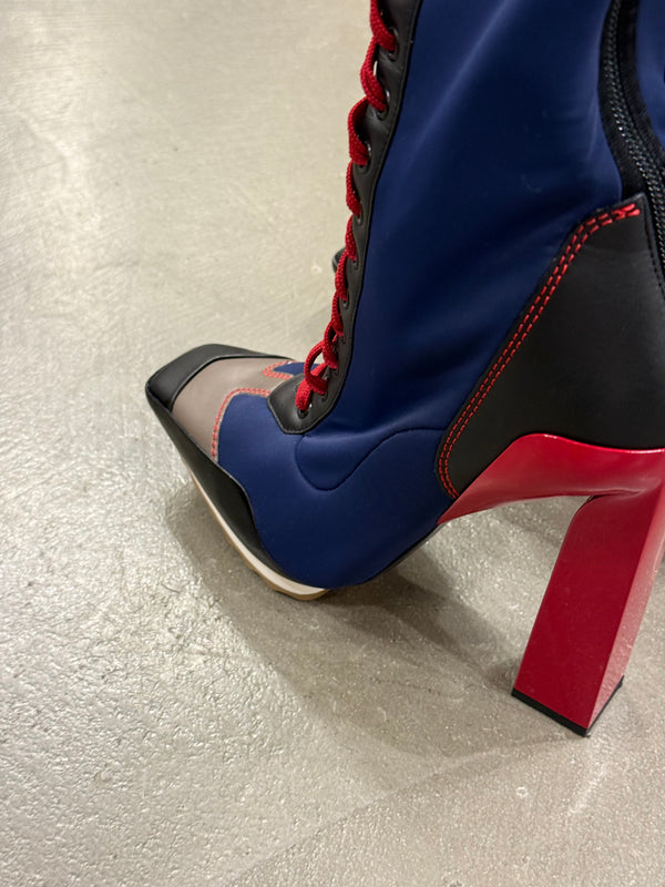 S/S2017 Versace iconic runway neoprene multi color high boots