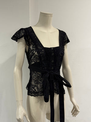 2000s Dolce & Gabbana lace tie-waist corseted top