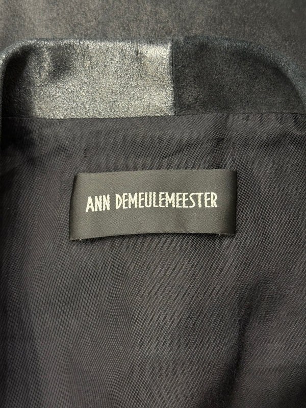 2020s Ann Demeulemeester sample collarless leather blazer