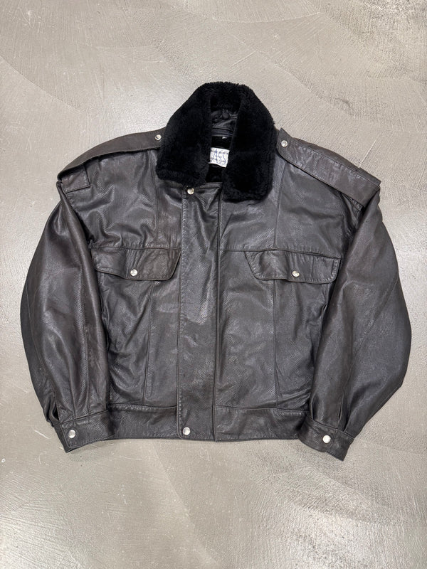 1980s Claude Montana leather bomber jacket with removable lining