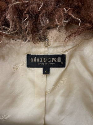 F/W1999 Roberto Cavalli fur-trimmed wool coat