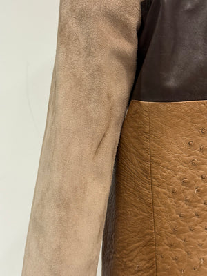 2010 Gucci By Frida Giannini ostrich leather color block jacket