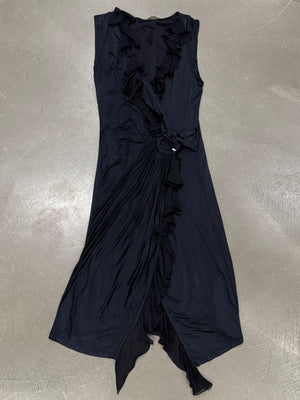 S/S2006 Roberto Cavalli ruffle wrap midi dress