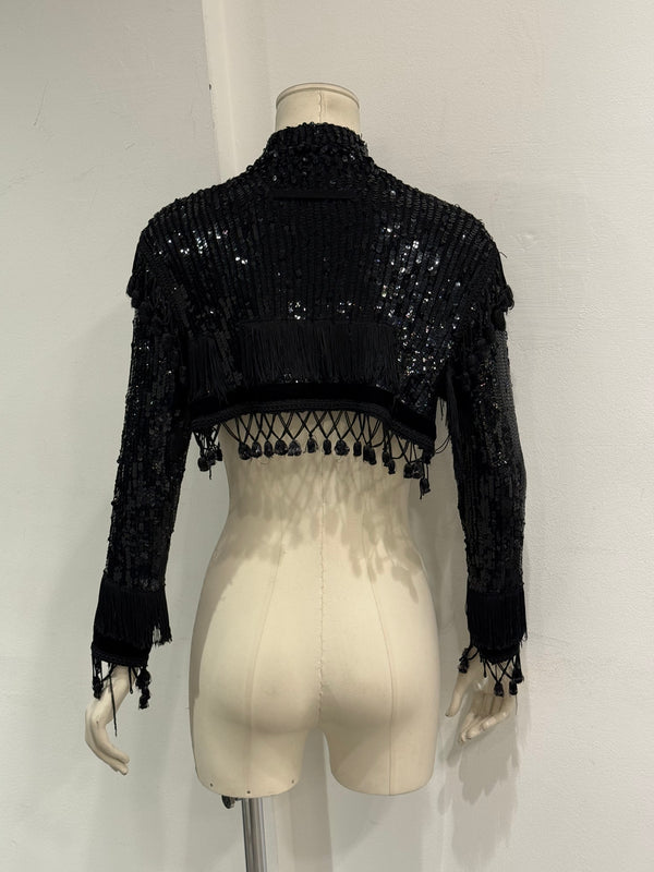 S/S1995 Jean Paul Gaultier cropped sequin fringe top