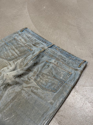 S/S2004 Dior by Hedi Slimane "Strip" Bleu Clair waxed jeans