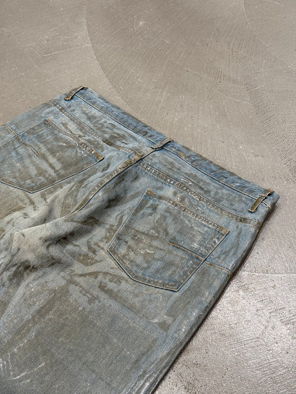 S/S2004 Dior by Hedi Slimane "Strip" Bleu Clair waxed jeans