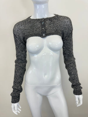 SS1999 Dolce & Gabbana knitted grey wool cropped long sleeve cardigan