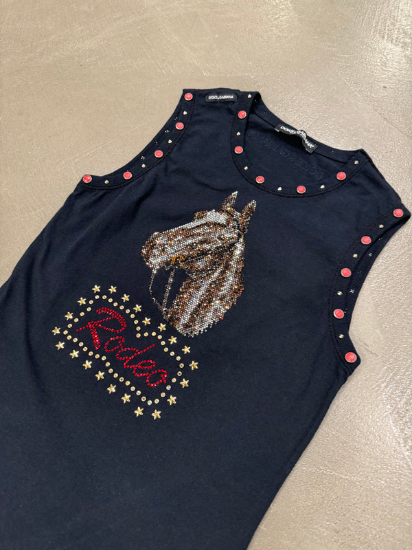 S/S 2001 Dolce & Gabbana western “rodeo” rhinestone studded tank top