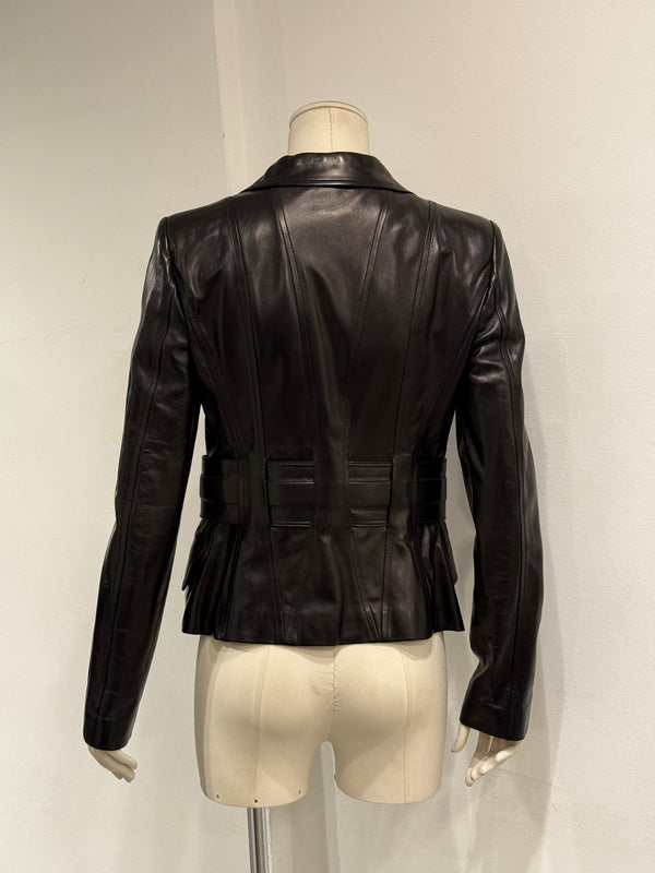 F/W2003 Gucci by Tom Ford corset belted leather jacket