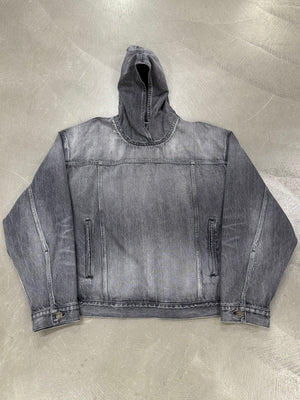 2022 Balenciaga faded denim hooded anorak jacket