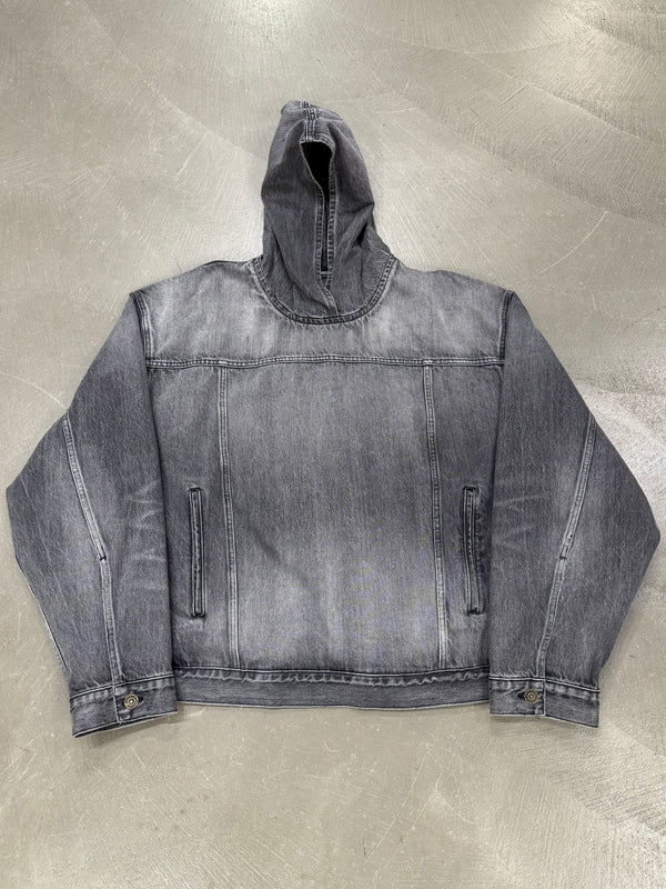 2022 Balenciaga faded denim hooded anorak jacket