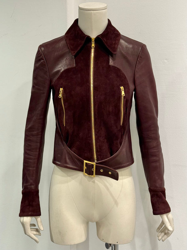 2001 Dolce & Gabbana paneled hybrid leather jacket