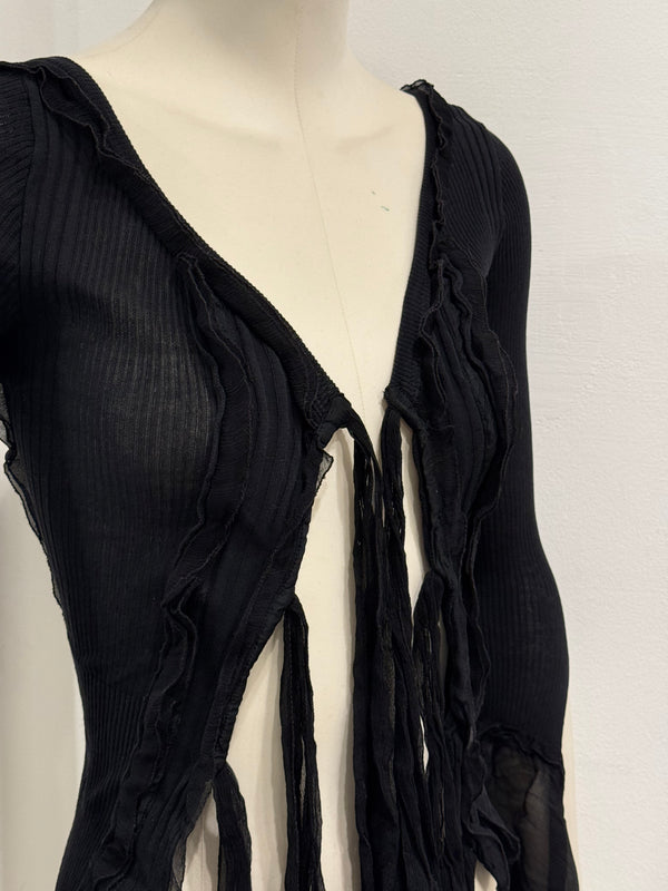 2000s Jean Paul Gaultier sheer ribbon-tie corset blouse