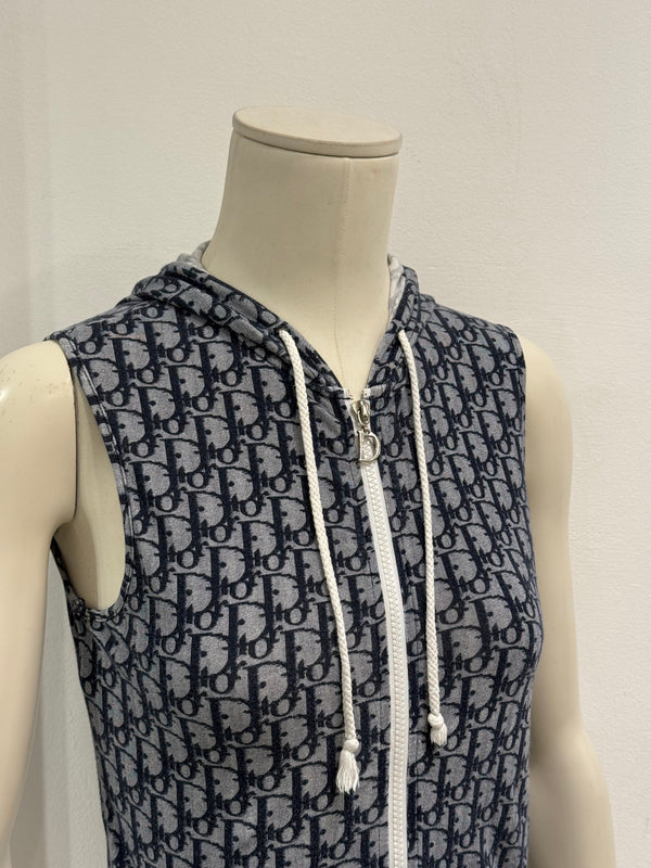 S/S2002 Christian Dior by Galliano monogram zipped vest with hoodie