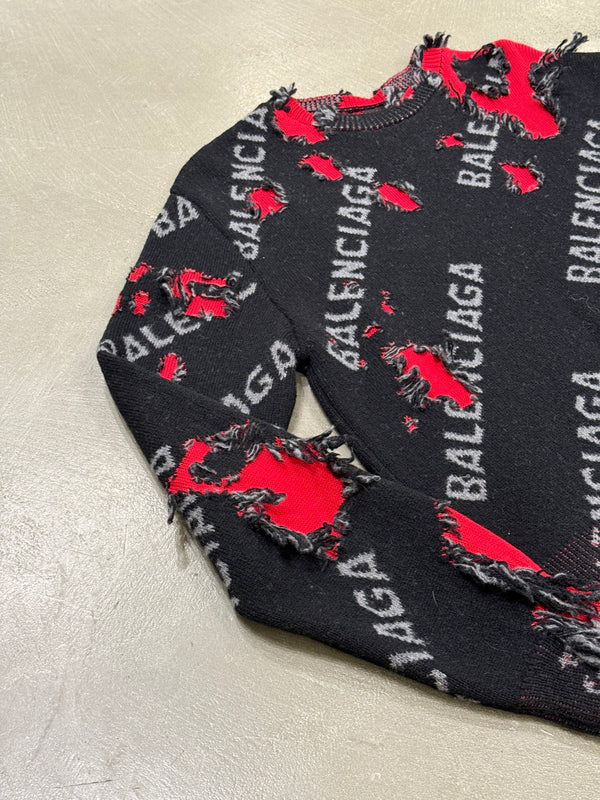 2021 Balenciaga destroyed logo knit