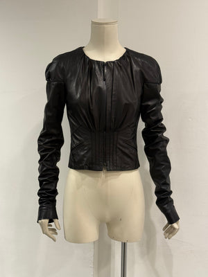 S/S2003 Gucci by Tom Ford corseted cropped runway leather jacket