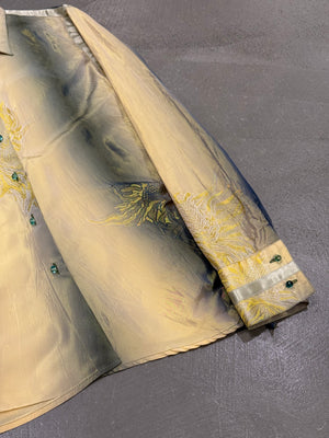2000s Cavalli iridescent embroidered shirt