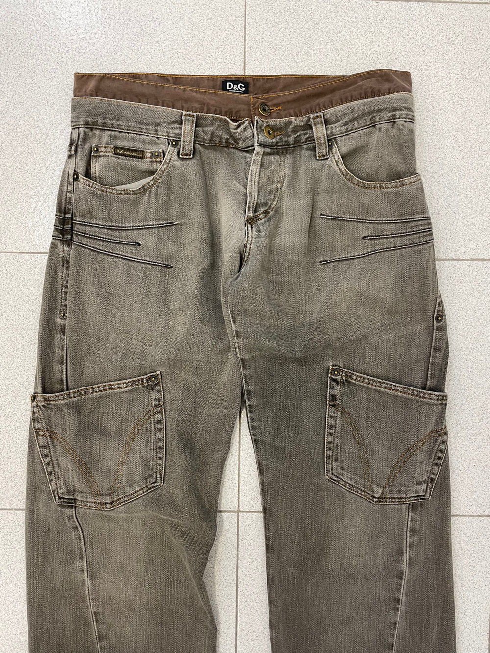 AW2003 D&G double waisted asymmetrical pockets denim