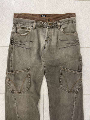 AW2003 D&G double waisted asymmetrical pockets denim