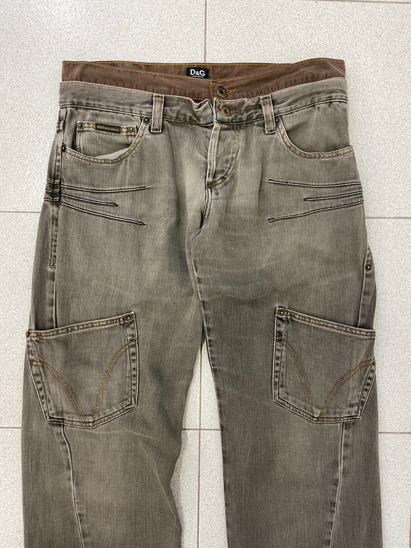 AW2003 D&G double waisted asymmetrical pockets denim