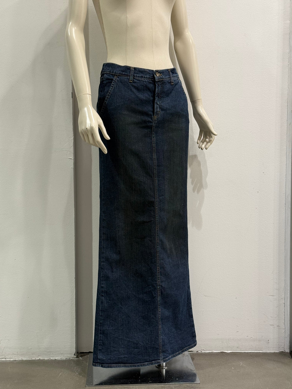 2000s Cavalli raw denim long skirt