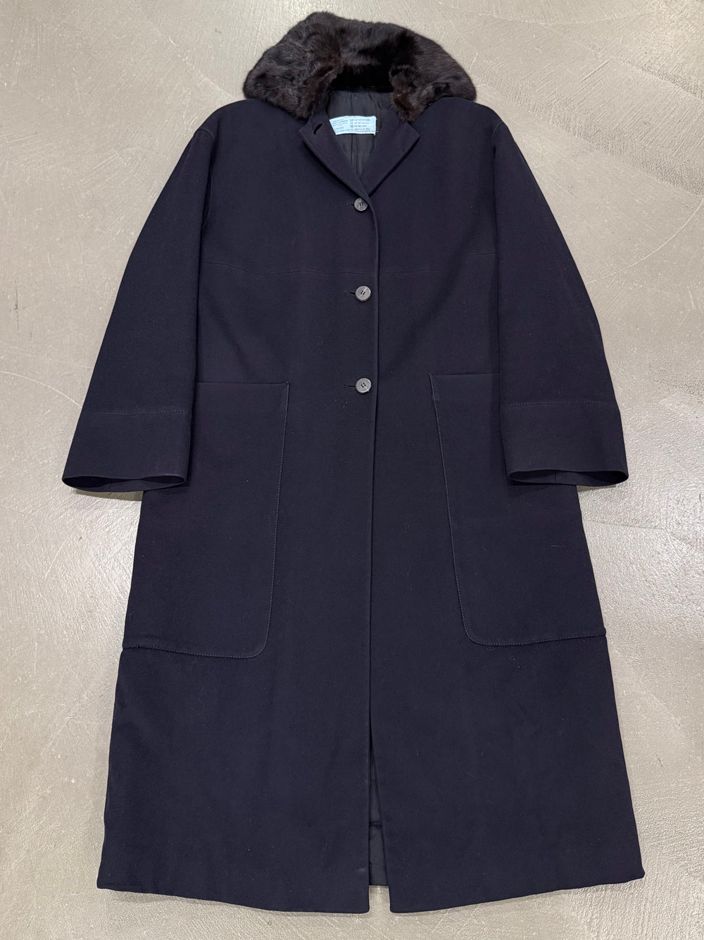 1990s Prada squirrel fur collar long wool coat
