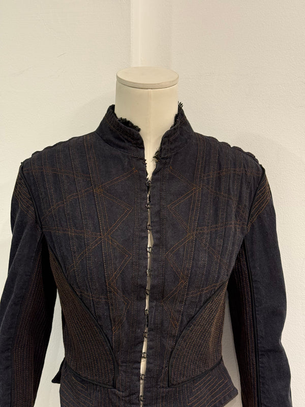 A/W2002 Alexander McQueen runway corseted denim jacket