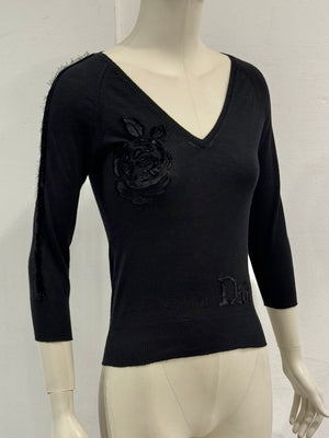 A/W2005 Christian Dior by John Galliano velvet logo rose knit