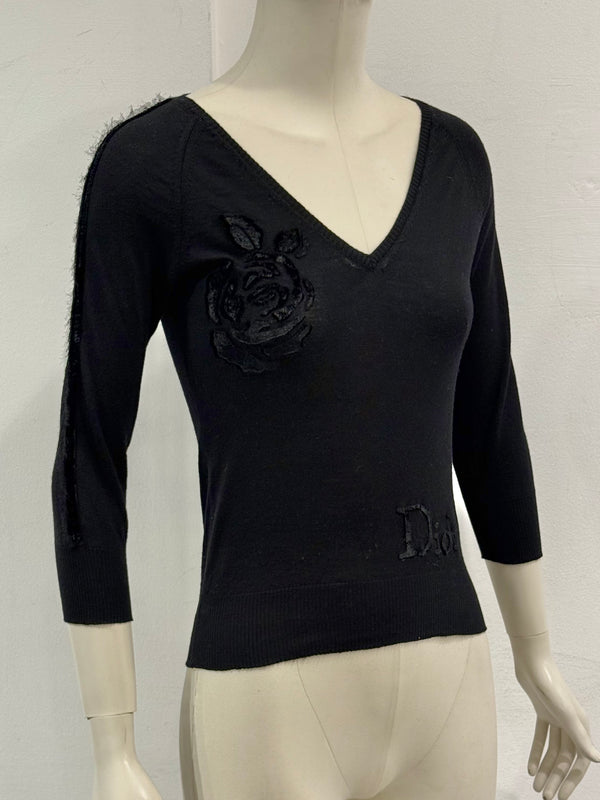 A/W2005 Christian Dior by John Galliano velvet logo rose knit